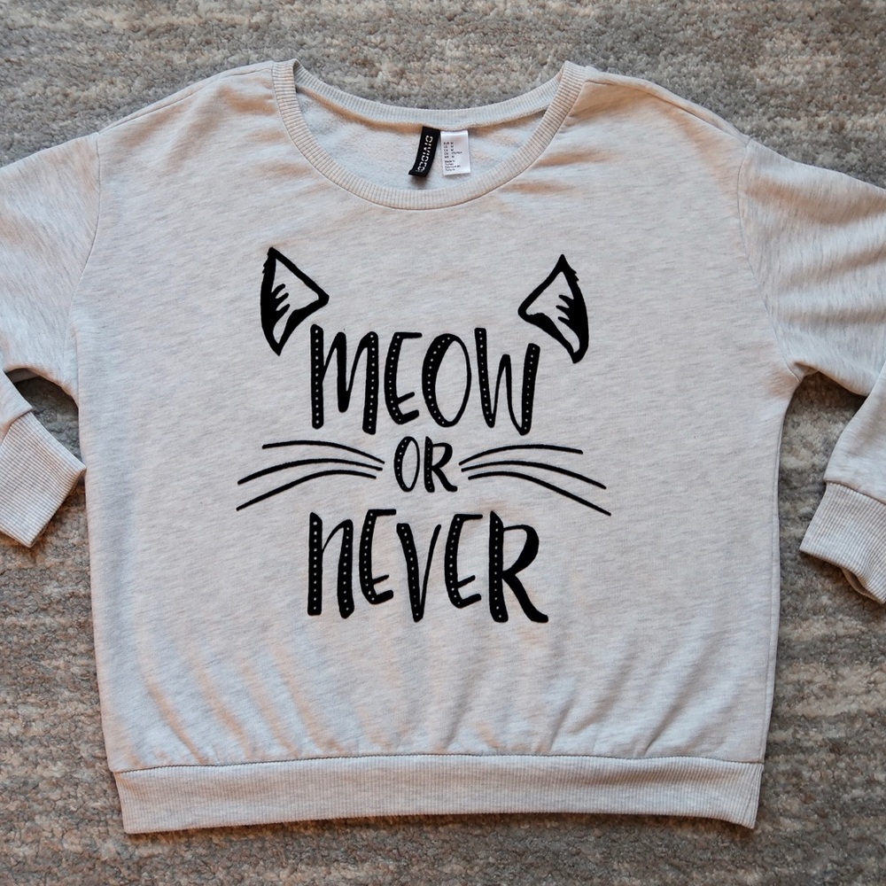 H&M ”MEOW OR NEVER” Cat Sweatshirt M
